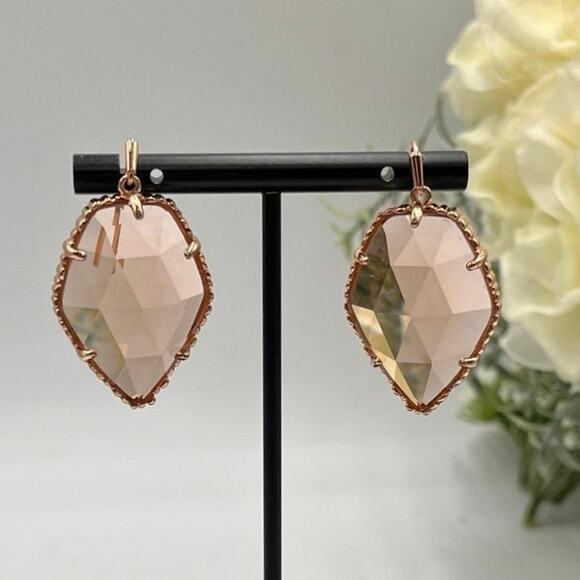 Kendra Scott Corley Peach Translucent Rose Gold Tone Dangle Earrings